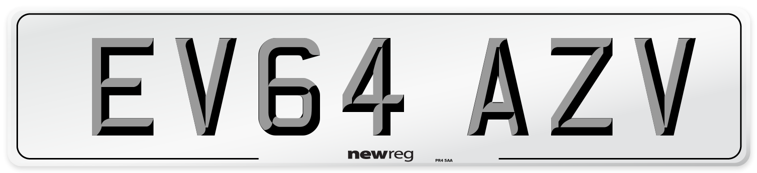 EV64 AZV Number Plate from New Reg